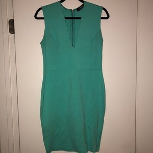Teal Bodycon Dress with Gold Zipper